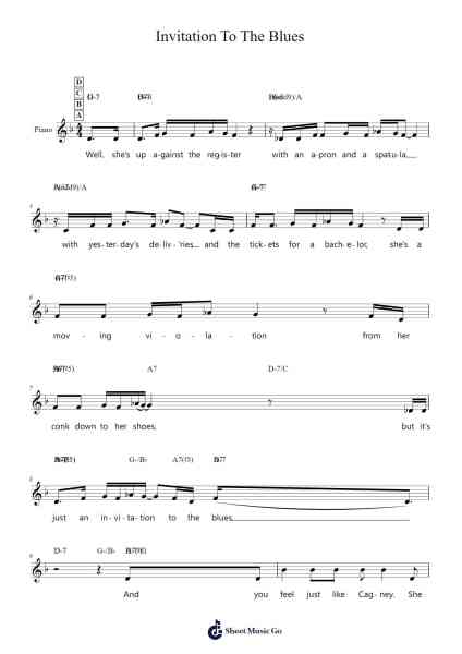 Invitation To The Blues Sheet Music by Tom Waits-Arr.Gwensen