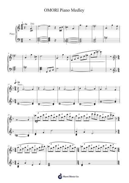 OMORI Piano Medley Sheet Music by Jupag-Arr.Woolgreen