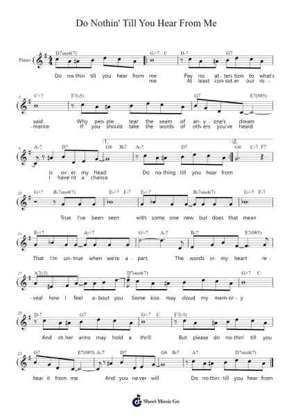 Do Nothin' Till You Hear From Me Sheet Music by Duke Ellington-Arr.Elboyce