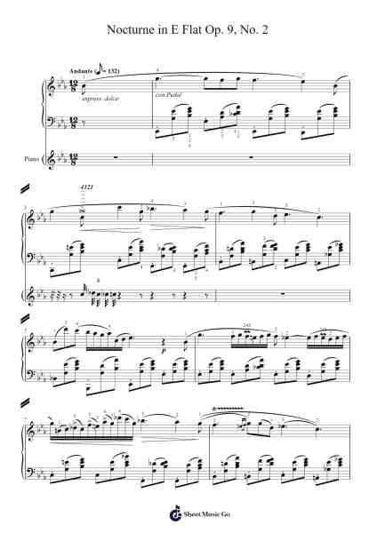 Nocturne in E Flat Major, Op. 9, No. 2 Sheet Music by Frédéric Chopin-Arr.Rusden