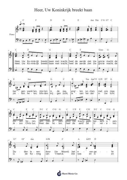 Heer, Uw Koninkrijk breekt baan Sheet Music by -Arr.Huttgie Bellcol
