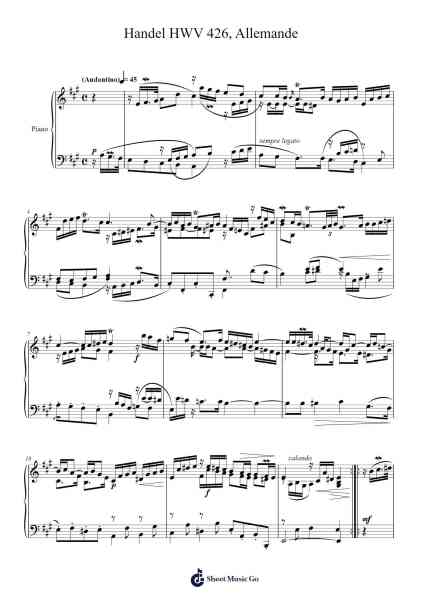Handel HWV 426, Allemande Sheet Music by G.F. Handel-Arr.Wordcox Maxjack