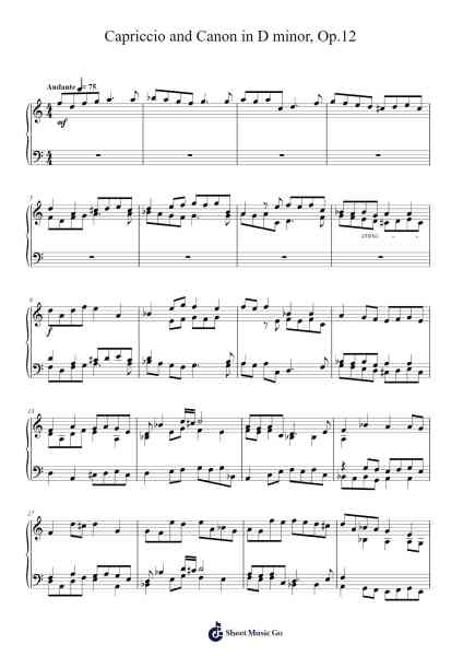 Capriccio and Canon in D minor, Op.12 Sheet Music by Nicholas Locke-Arr.Kimbach Bloornorth