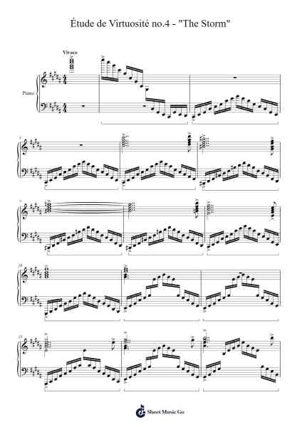 Étude de Virtuosité in C Minor, Op. 65, No. 4 "The Storm" Sheet Music by Nathan Bine-Arr.Mileswin Joanmuel