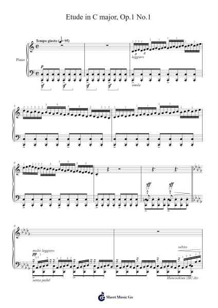 Etude in C major, Op.1 No.1 乐谱由 HC Ju - 编曲 Xanbriel Rague