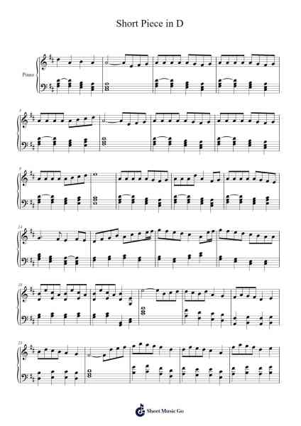 Short Piece in D Sheet Music by Lambtham-Arr.Efbin Kimsie