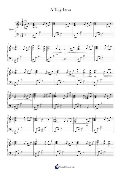 A Tiny Love Sheet Music by Yuki Kajiura-Arr.Ronbard