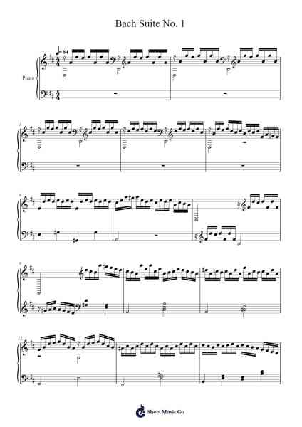 Bach Suite No. 1 Sheet Music by Johann Sebastian Bach-Arr.Pricegrace Hubway