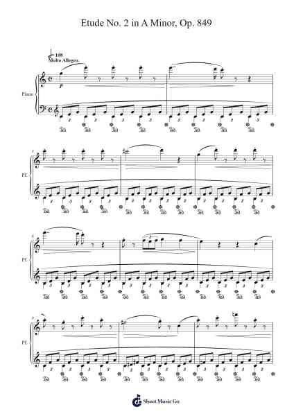 Etude No. 2 in A Minor, Op. 849 from 30 Etudes de Mécanisme Sheet Music by Carl Czerny-Arr.Cofpert Dilgrant