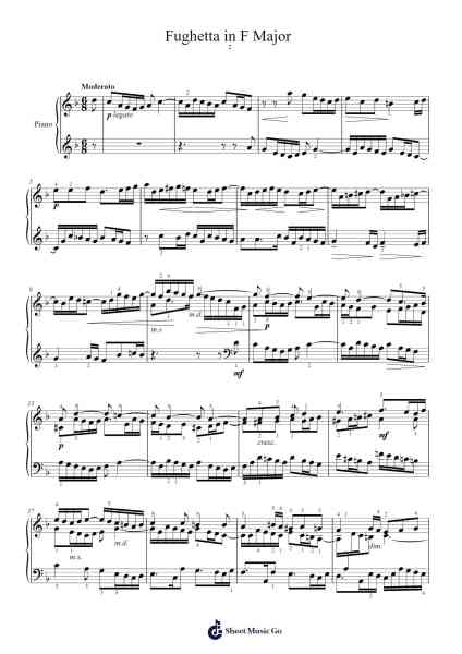 Fughetta in F Major Sheet Music by Sergei Rachmaninoff-Arr.Yorktie Phisopp