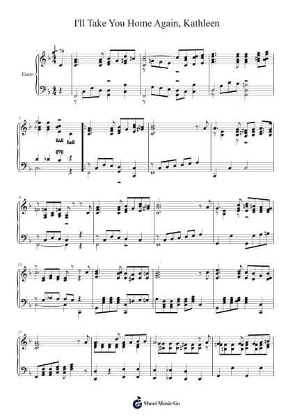 I'll Take You Home Again, Kathleen Sheet Music by -Arr.Eipsyale
