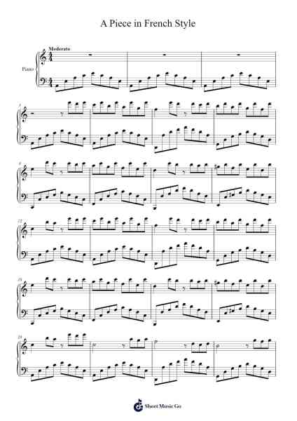 A Piece in French Style Sheet Music by composer Uknown-Arr.Belllas Priestsopp