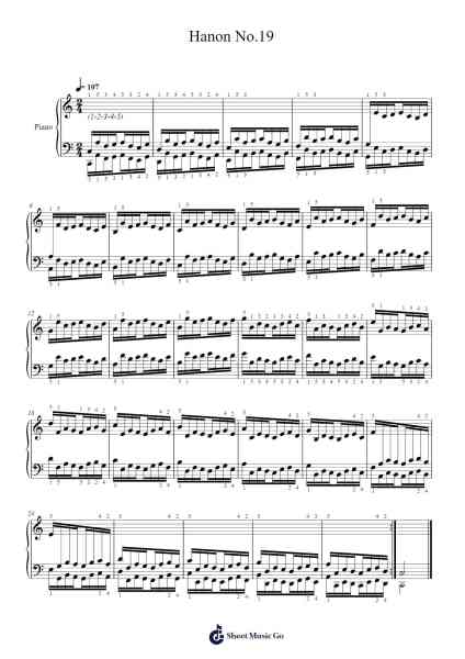 Hanon No.19 Sheet Music by C. L. Hanon-Arr.Morsechi Billra