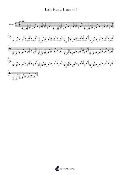 Left Hand Lesson 1 Sheet Music by audiophilemeg-Arr.Bairdkeith Cysoon