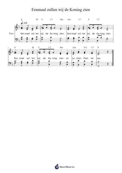 Eenmaal zullen wij de Koning zien Sheet Music by -Arr.Raerace