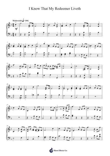 I Know That My Redeemer Liveth Sheet Music by George Frideric Handel-Arr.Virwey Bloornid