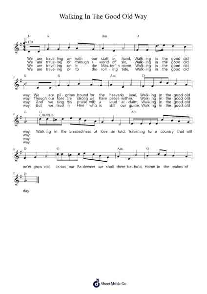 Walking In The Good Old Way Sheet Music by John R Sweney-Arr.Janejill Mooca
