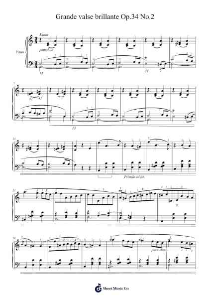 Grande Valse Brillante in A Minor, Op. 34, No. 2 Sheet Music by Frédéric Chopin-Arr.Harruth