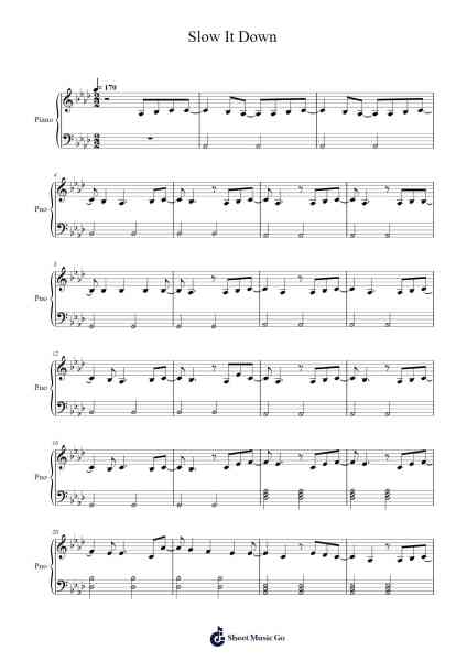 Slow It Down Sheet Music by Benson Boone-Arr.Jersoon