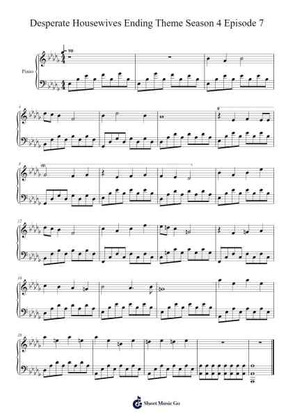Desperate Housewives Ending Theme Season 4 Episode 7 Sheet Music by Steve Jablonsky-Arr.Jofield