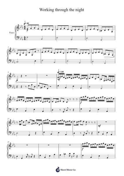 Working through the Night Sheet Music by Joshua O'Leary-Arr.Consdia Debruth