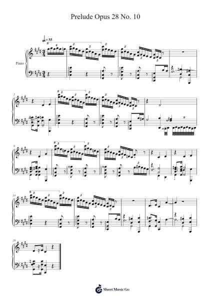 Prelude Opus 28 No. 10 Sheet Music by Frédéric Chopin-Arr.Cookeda