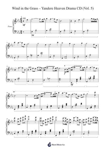 Wind in the Grass Sheet Music by Yandere Heaven Drama CD-Arr.Woolfleen Juskirk