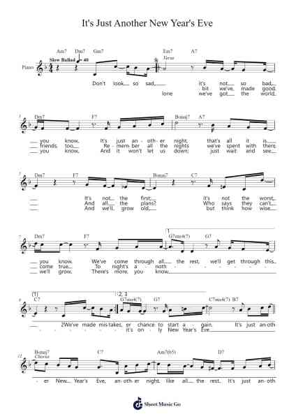 It's Just Another New Year's Eve Sheet Music by Barry Manilow-Arr.Gwenter Stedi