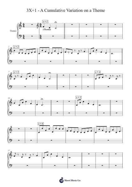 3X+1 - A Cumulative Variation on a Theme, For Any Instruments (Urtext) Sheet Music by Andreas van der Walt-Arr.Galsnick Theothew