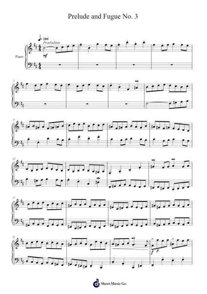 Prelude and Fugue No. 3 (Piano) 樂譜由 Arthur Fitzgerald - 編曲 Norgreve Pounddams