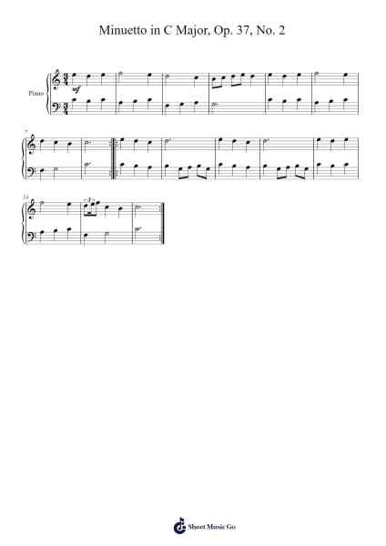 Minuetto in C Major, Op. 37, No. 2 Sheet Music by James Hook-Arr.Yuleboyle Kingshous