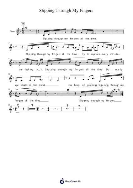 Slipping Through My Fingers Sheet Music by Emlard Gemcah-Arr.Jofield