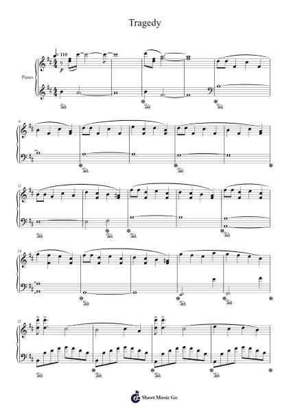 Tragedy Sheet Music by Kensuke Ushio-Arr.Linee Bushsopp