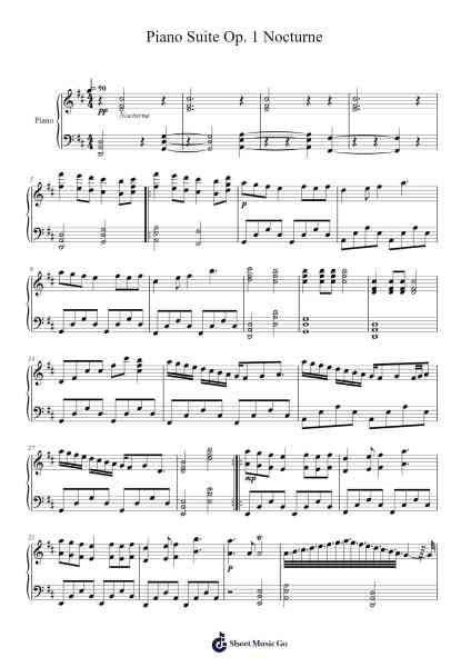 Piano Suite Op. 1 "Nocturne" Sheet Music by iliaszounis5-Arr.Gailmand