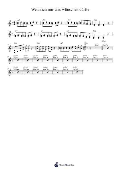 Wenn ich mir was wünschen dürfte Sheet Music by Unknown author-Arr.Vinjy Pannah