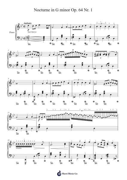 Nocturne in G Minor, Op. 64, No. 1 Sheet Music by Genewat Duttret-Arr.Brownemeg