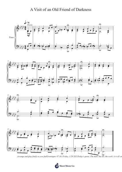 A Visit of an Old Friend of Darkness Sheet Music by Toursbur-Arr.Wyli