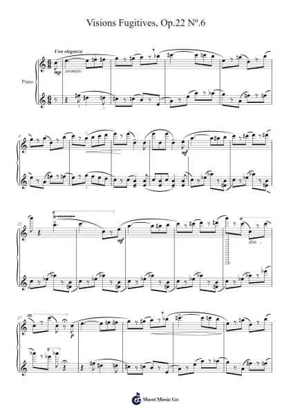 Visions Fugitives, Op. 22, No. 6 Sheet Music by Sergei Prokofiev-Arr.Feltrid
