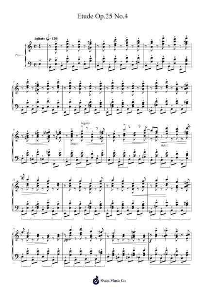 Etude Op. 25 No. 4 in A Minor Sheet Music by Frédéric Chopin-Arr.Mcdel Auriah