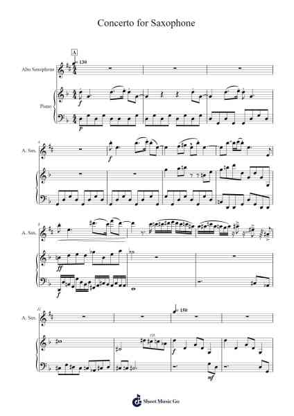 Concerto for Saxophone Sheet Music by Zehy-Arr.Scripla Brookfe