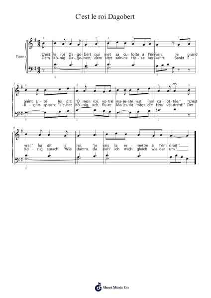 C'est le roi Dagobert Sheet Music by Misc Traditional-Arr.Chestom