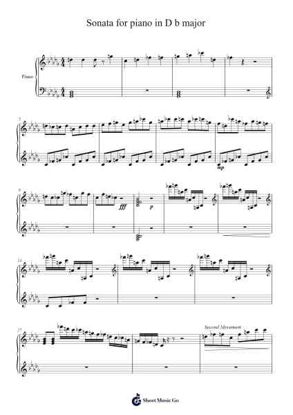Sonata for piano in D b major 樂譜由 Admery - 編曲 Detio Gemlo