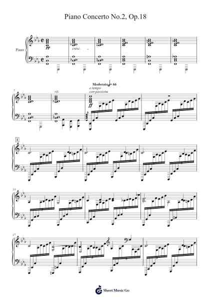Piano Concerto No. 2 in C Minor, Op. 18 Sheet Music by Sergei Rachmaninoff-Arr.Cropenn Brighted