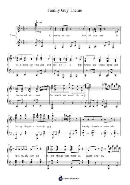 Family Guy Theme Sheet Music by Walter Murphy-Arr.Bairddict Sasback