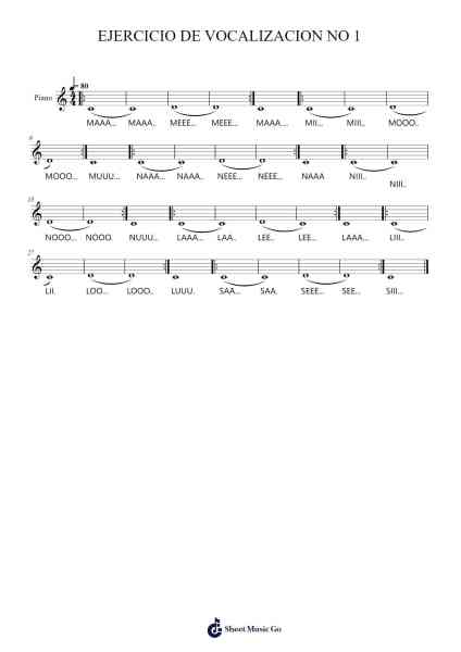 EJERCICIO DE VOCALIZACION NO 1 Sheet Music by undefined-Arr.Dierclaude Hedwill