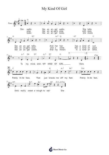 My Kind Of Girl Sheet Music by Leslie Bricusse-Arr.Maudky Clairebey