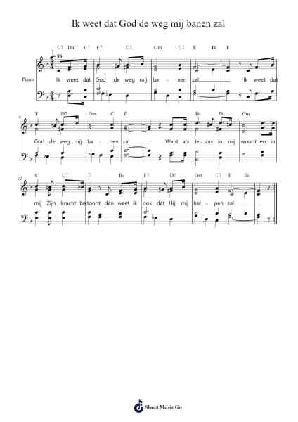 Ik weet dat God de weg mij banen zal Sheet Music by -Arr.Canzel