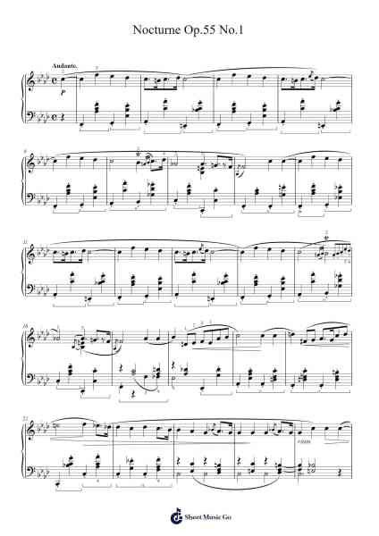 Nocturne in F Minor, Op. 55, No. 1 Sheet Music by Frédéric Chopin-Arr.Lambken Bespag