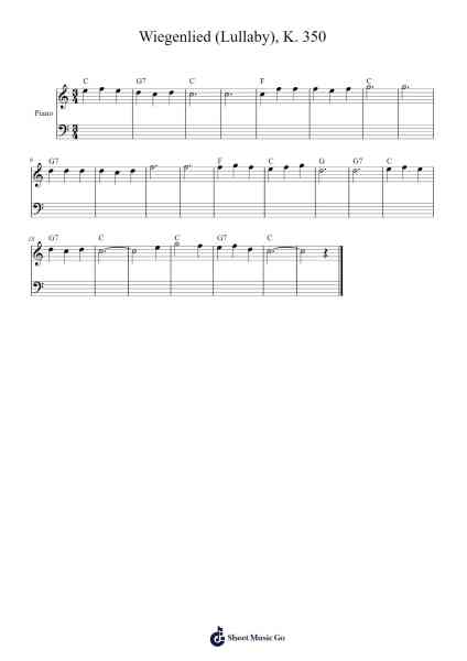 Wiegenlied (Lullaby), K. 350 Sheet Music by Wolfgang Amadeus Mozart-Arr.Odemick