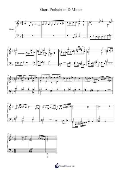 Short Prelude in D Minor Sheet Music by JordyGSmiteP-Arr.Rontrine Ollyn